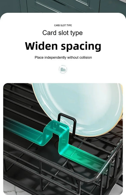 Single Layer Hollow Dish Rack Kitchen Countertop Rack with Drainage Tray Multifunctional Tableware Rack Rust Resistant Durable