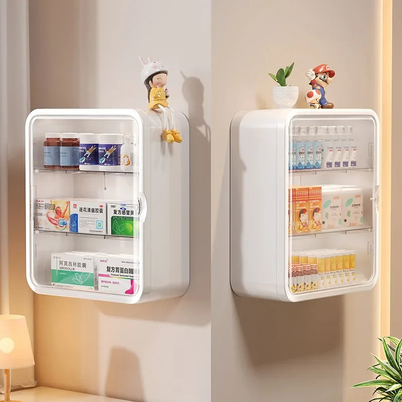 Wall hanging no punching family installation standing medical cabinet drug toy storage rack multi-layer storage box by Smarsty
