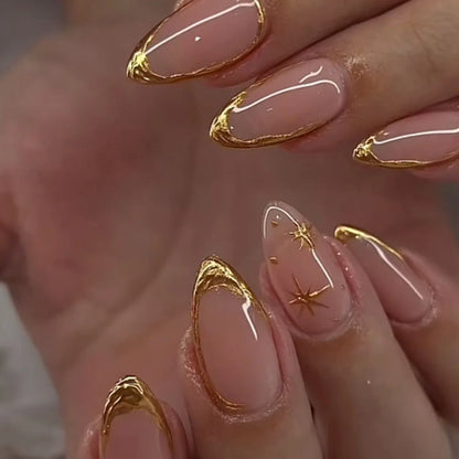 24 Pcs Metallic Cat Eye French Press On Nails - Smarsty