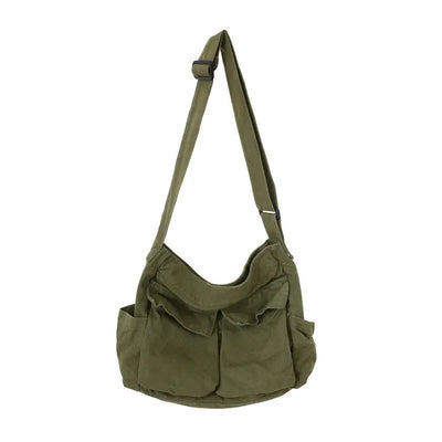 Retro Canvas Workwear Shoulder Bag Large Capacity Messenger - Smarsty