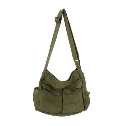 Retro Canvas Workwear Shoulder Bag Large Capacity Messenger - Smarsty