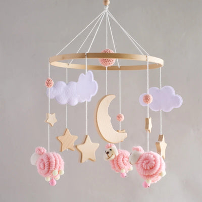 Baby Crib Mobile Bed Bell Rattle Toys Wooden Crochet Stars Pendant Bed Bell Toys Newborn Comfort Crib Bracket Hanging Toys Gifts by Smarsty