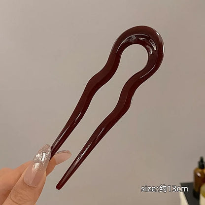 Elegant U-Shaped Hairpin with Mineral Pattern for Women - Smarsty