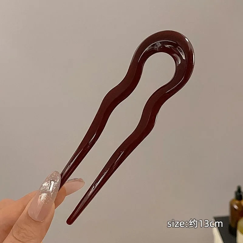 Elegant U-Shaped Hairpin with Mineral Pattern for Women - Smarsty