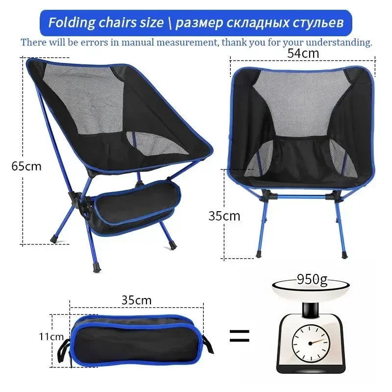 Outdoor Portable Folding Chair Beach Chairs for BBQ Travel Beach Hiking Picnic Seat Easy to Carry Convenient by Smarsty