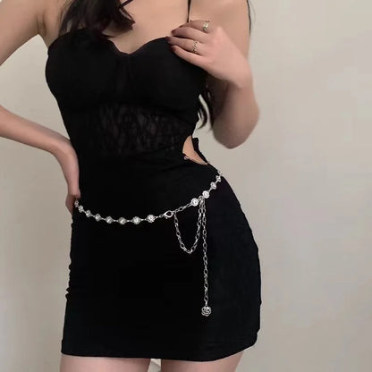 Silver Retro Waist Chain Belt Thin Metal Accessory - Smarsty