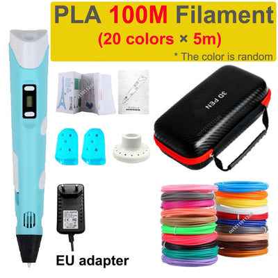 3D Pen 3d Printing Pen Children DIY Drawing Pens PLA Filament Birthday Christmas Boys Girls Gift For Kids With Travel Case - Smarsty