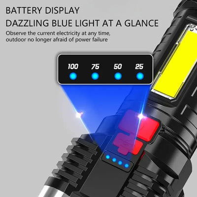 5LED High Power Led Flashlights Rechargeable Camping Spotlight with Side Light 3 Lighting Modes for Camping Adventure Outdoor - Smarsty