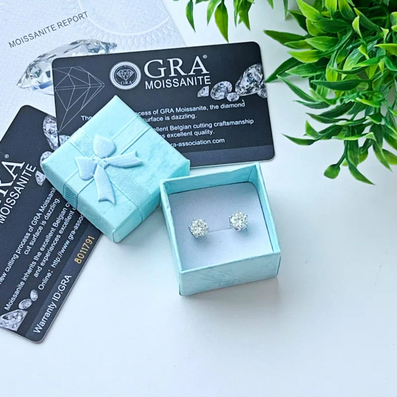 Moissanite Stud Earrings Sterling Silver VVS D Sparkle - Smarsty