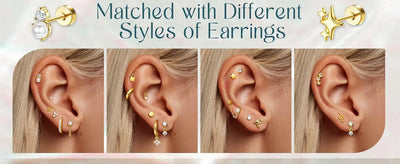 Stainless Steel Earrings For Sensitive Ears Slim Flat Back - Smarsty