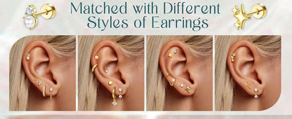 Stainless Steel Earrings For Sensitive Ears Slim Flat Back - Smarsty