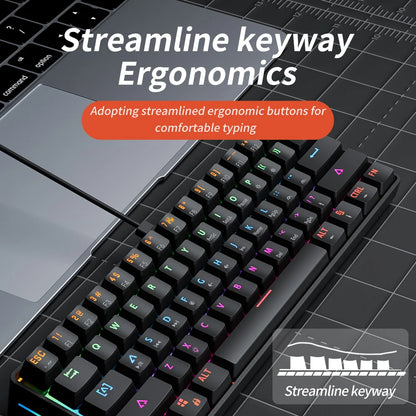 Compact 61Key Esports Mechanical Keyboard Hot Swappable RGB