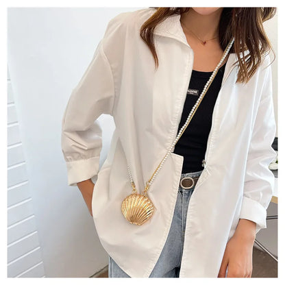 Pearl Mini Crossbody Bag Gold Shell Shoulder Purse Luxe - Smarsty