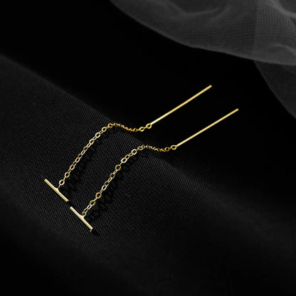 Geometric Gold Drop Earrings for Women with Long Tassels - Smarsty