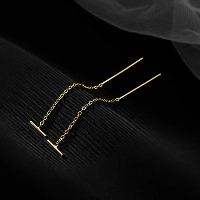 Geometric Gold Drop Earrings for Women with Long Tassels - Smarsty
