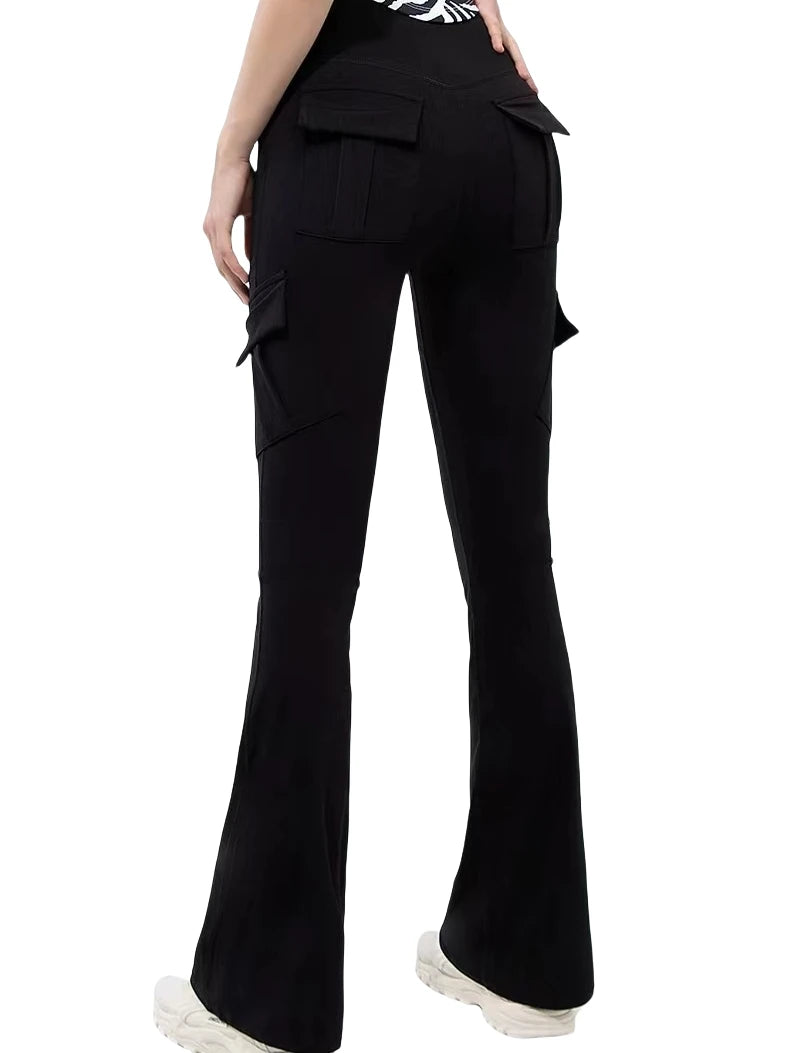 Newest Women Wide Leg High Stretch Yoga Leggings Naked Feeling Compression Fitness Workwear with pockets Yoga Pant ﻿ - Smarsty