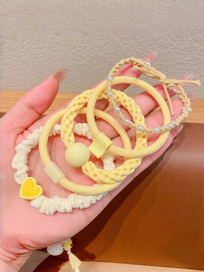 Girls Macaron Color Hair Bands Soft Elastic Five Pack - Smarsty