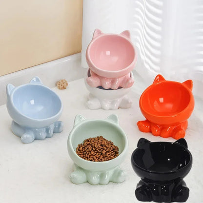 Ceramic Cat Bowl with High Feet for Comfort - Smarsty