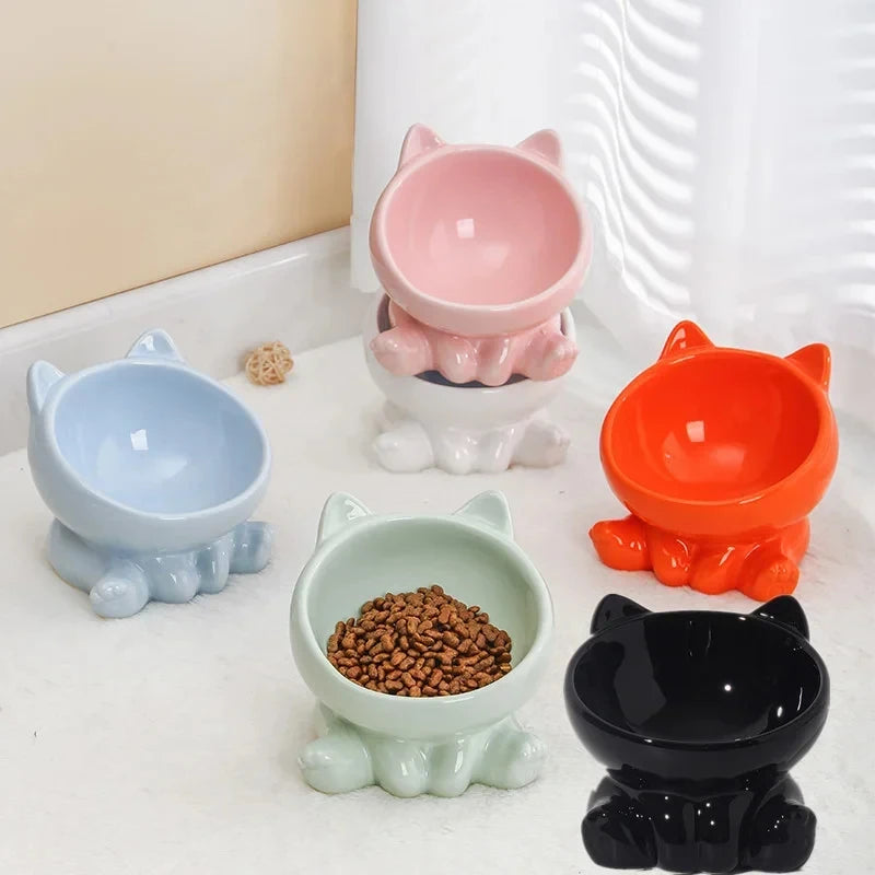Ceramic Cat Bowl with High Feet for Comfort - Smarsty