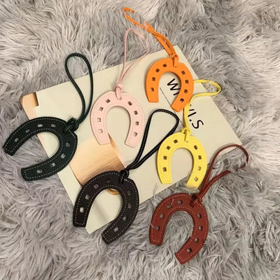 10 Colors Women and Girls PU Leather Horse Hoof Horseshoe Keychain Handbag Holder Charm Bag Purse Accessories for Handbags - Smarsty