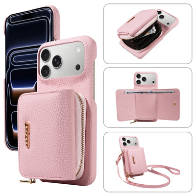 Crossbody PU Leather Phone Case for IPhone17 16 15 14 13 12 11pro Max Plus Mini Air 16e with Stand & Card Slots Wallet Cover