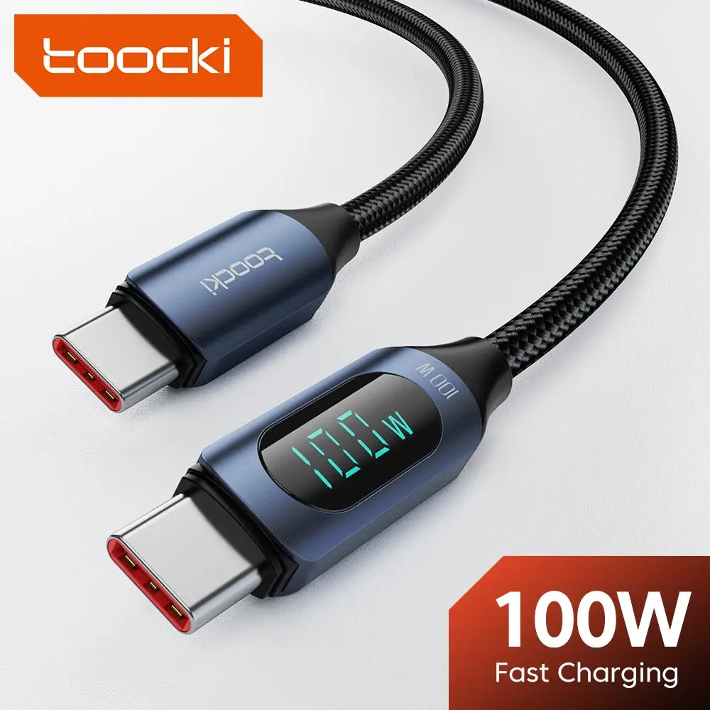 Toocki Type C to Type C Cable 100W PD Fast Charging Charger USB C to USB C Display Cable For Xiaomi POCO F3 Realme Macbook iPad - Smarsty