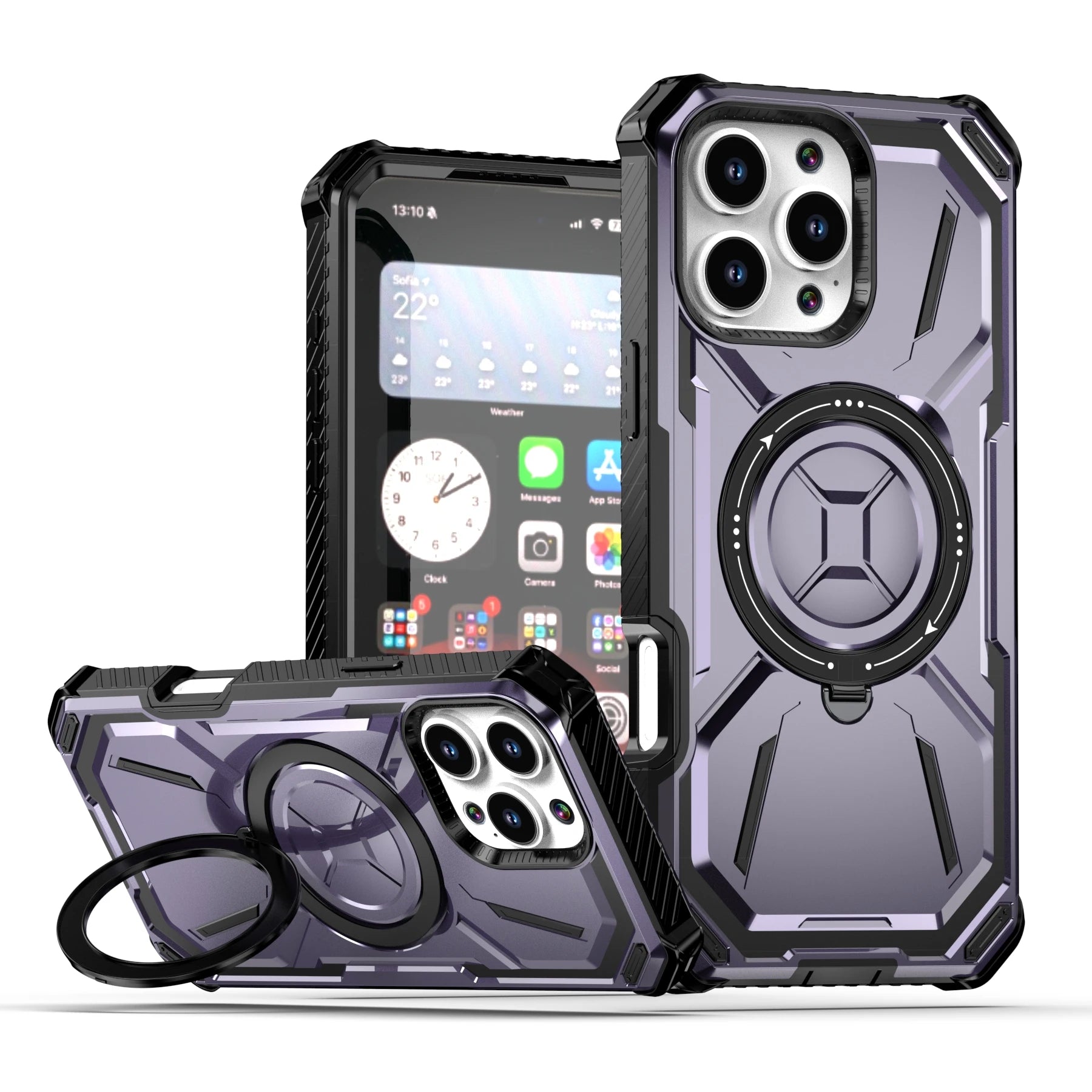 Case for iPhone 16 Pro Max 15 Plus 14 Pro 13 12 Magnetic MagSafe Heavy Duty Shock Absorption Body Protective Rotatable Kickstan