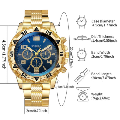 Men's Quartz Watch with Stainless Steel Band - Smarsty