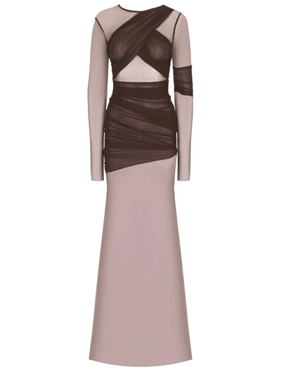 Articat Elegant Mesh Patchwork Long Sleeve Bodycon Party Club Evening Dress Sexy Double Layer Perspective Vestido Autum Clothing - Smarsty