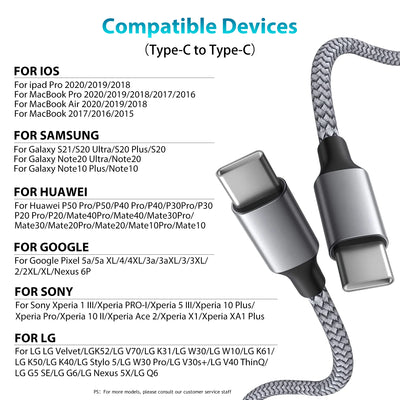 Type C to Type C PD 60W Fast Charging Cable Type C 3m 5m 8m 10m Extending Data Cable for iPhone 15 Pro Max Huawei Xiaomi Samsung - Smarsty