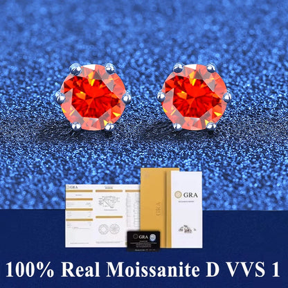 Certified Moissanite Stud Earrings 18K Plated Silver - Smarsty
