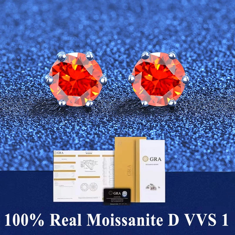 Certified Moissanite Stud Earrings 18K Plated Silver - Smarsty