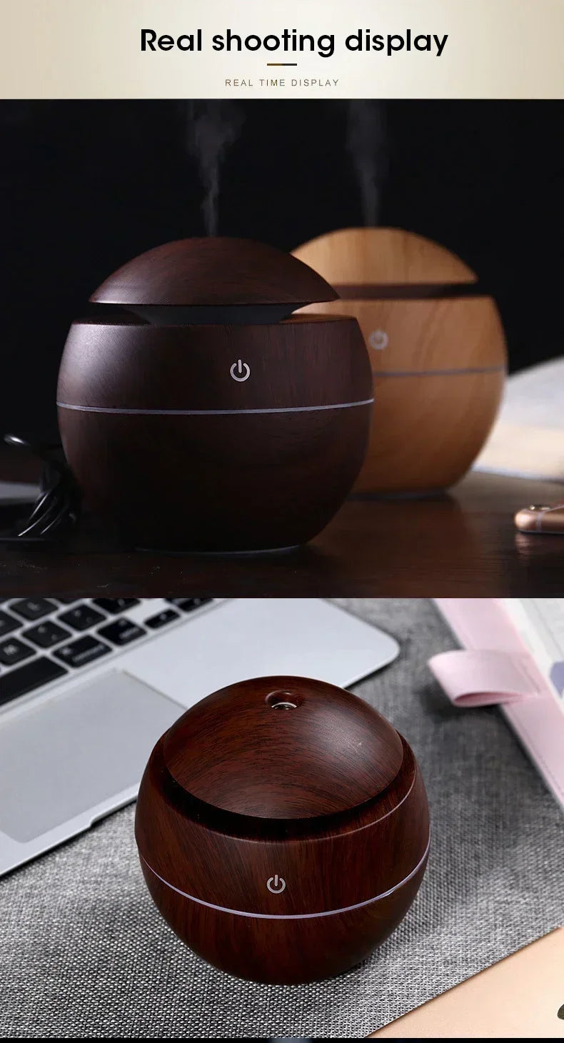 Mini Woodgrain Ultrasonic Humidifier for Home Office - Smarsty