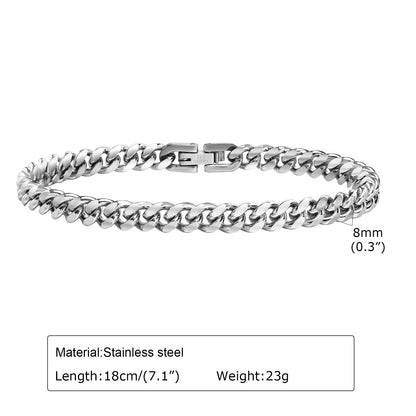 Vnox Stainless Steel Cuban Chain Bracelet for Men Women - Smarsty