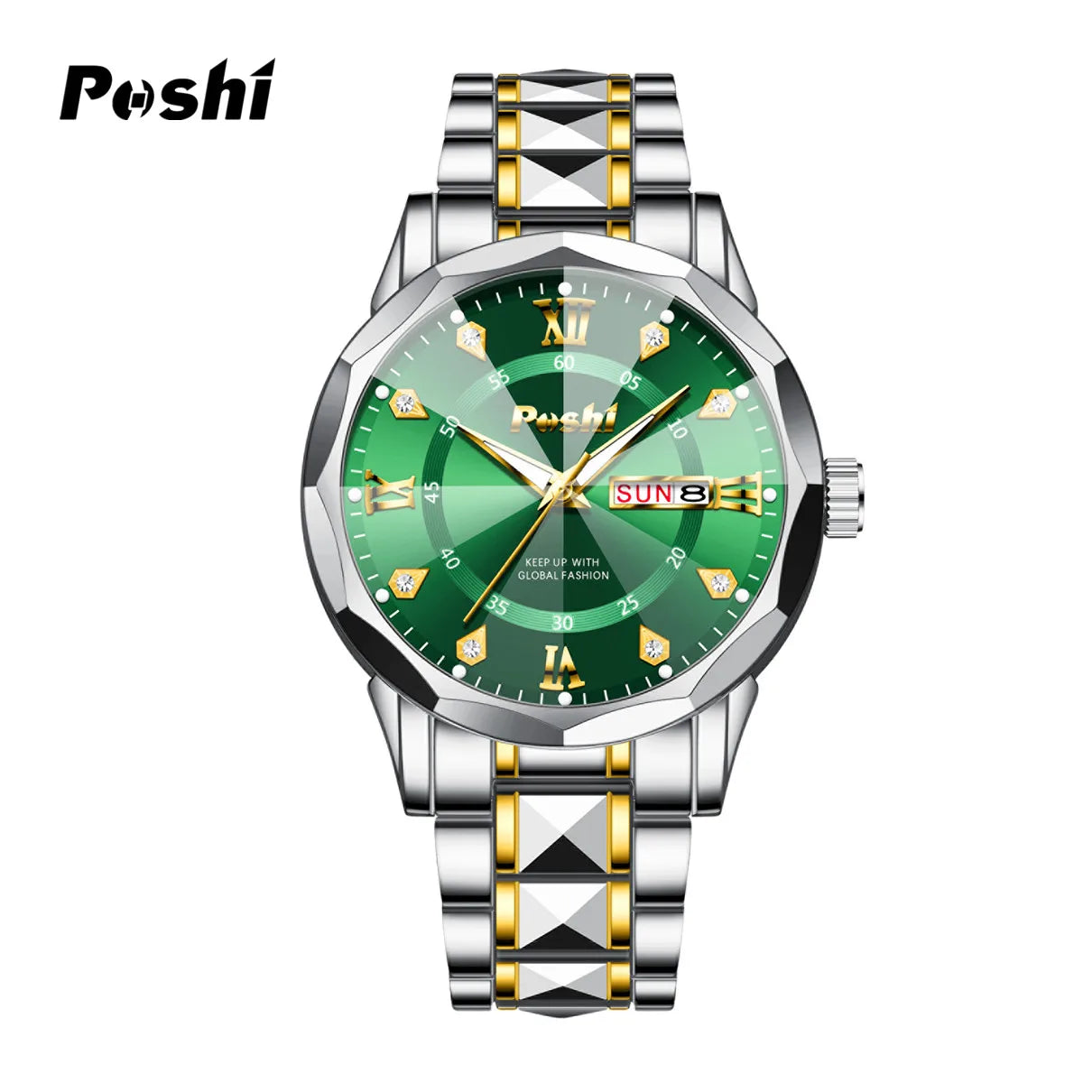 Poshi Men's Waterproof Luminous Quartz Watch with Dual Calendar - Smarsty