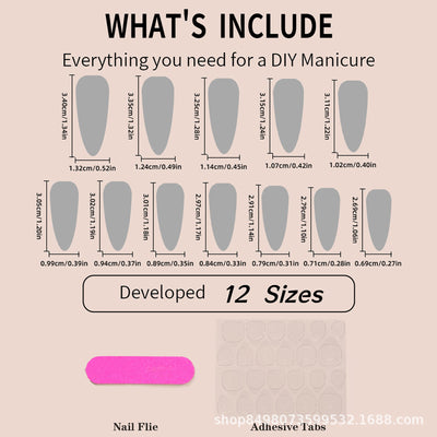 24 Piece Glossy Black Press On Nails Set - Smarsty