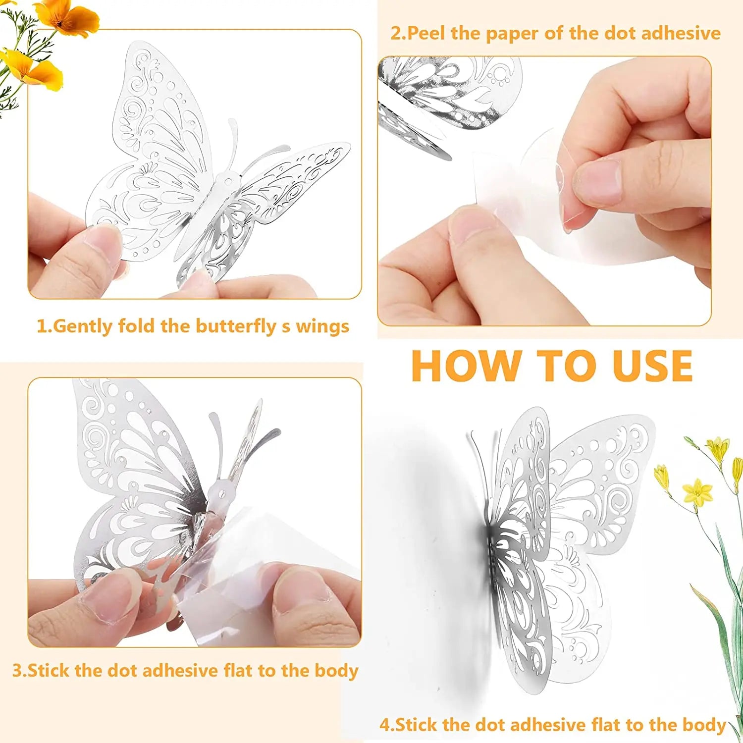3D Luminous Butterfly Wall Stickers for Creative Home Decor - Smarsty