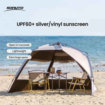 Sonuto Outdoor 3-4P One-Touch Camping Tent Quick Automatic Opening Beach Fishing Tent Family Travel Picnic Park Anti-UV Shade by Smarsty