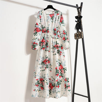 2023 Sping Summer Bohemian Women Maxi Dress Casual Long Sleeve High Waist Beach Woman Chiffon Dresses Floral Vestidoes Mujer New - Smarsty
