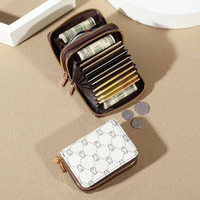 Chic Vintage Zippered Card Holder Wallet for Women - Secure Multi-Card Slots, Fashionable Faux Leather with Coin PurseLuxurious - Smarsty