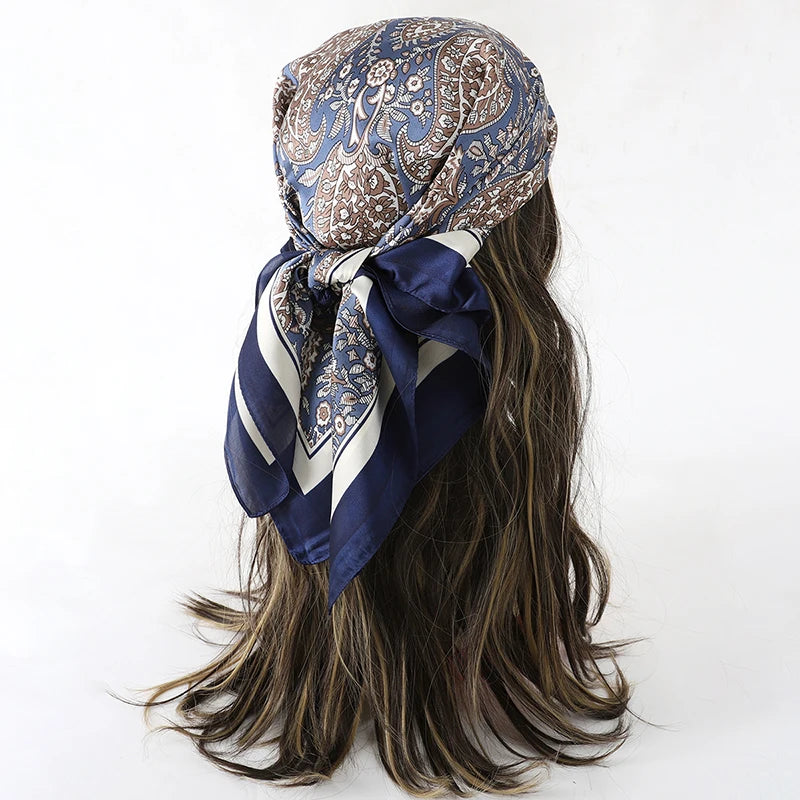 Bohemian Floral Print Silk Scarf for Women Sun Protection - Smarsty