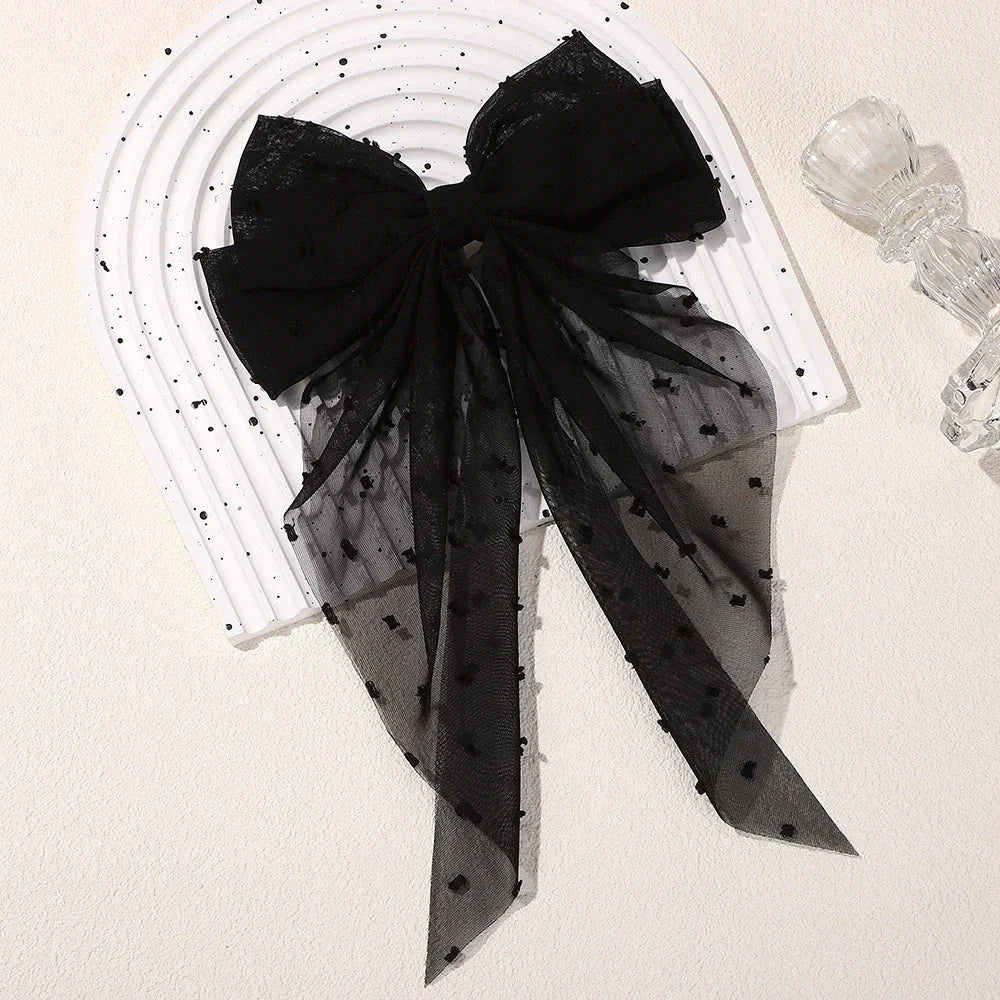 Girls Elegant Big Bow Satin Hair Clip Accessory - Smarsty