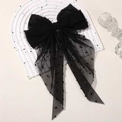 Girls Elegant Big Bow Satin Hair Clip Accessory - Smarsty