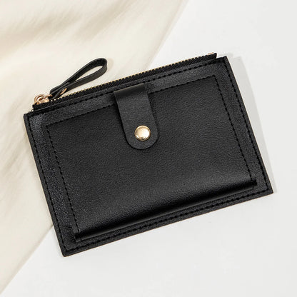 Minimalist and fashionable women's short card bag, ultra-thin mini PU leather zero wallet, women's credit card holder wallet