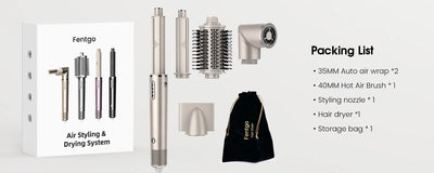 FENTGO Hair Dryer Brush & 5 in 1 Hair Styler, Silver, 110 Volts, 1400 Watts, Ionic Technology, Fast Drying, Multi Styler for Str