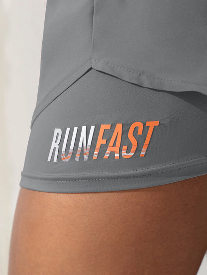 Women's High Rise Yoga Shorts With Elastic Proximity Control Running Shorts, Fake Two Pieces Pants - Smarsty