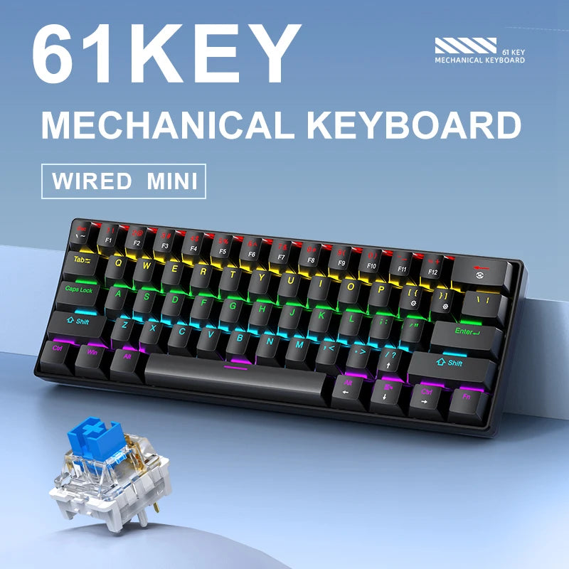 Sixty Percent Mechanical Keyboard With USB Wired Compact