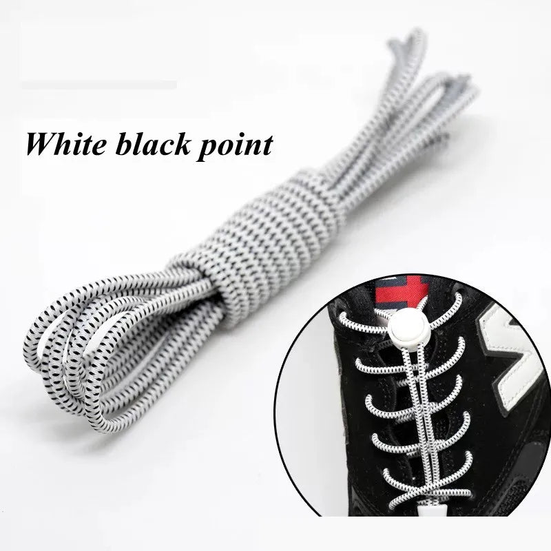 1 Pair 22 Colors Elastic Shoelaces Round Locking No Tie Shoe Laces Kids Adult Quick Lazy Laces Rubber Sneakers Shoelace T1 - Smarsty