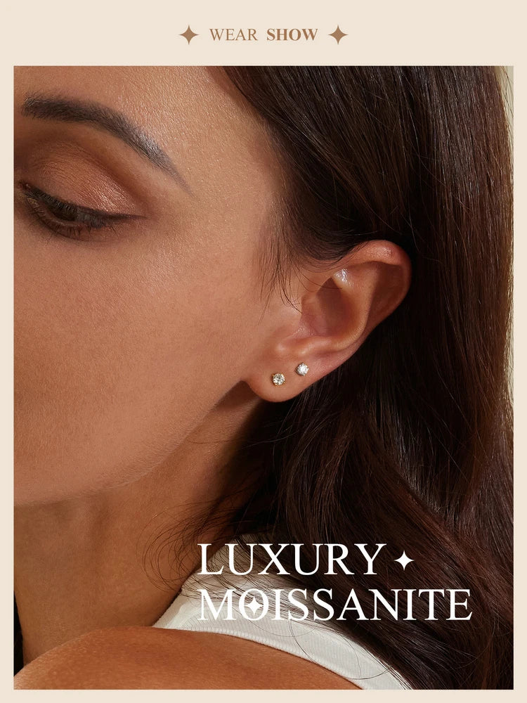 Moissanite Earrings 925 Sterling Silver D Color Studs - Smarsty