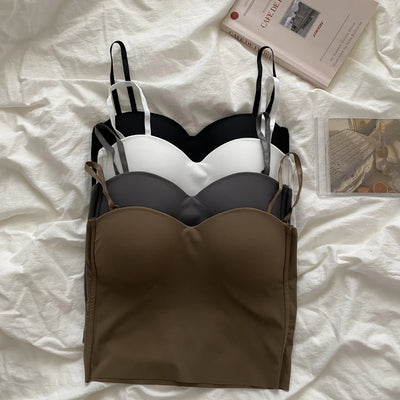 Seamless Camisole for Women Fitness Crop Tops Summer Thin Elegant Sexy All-match Casual One-piece Ice Silk Underwear Tanks Top - Smarsty